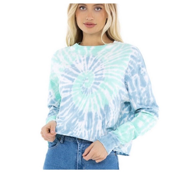 DayDreamer Revolve Small Tie Dye Long Sleeve Crop Tee Boho Blogger Favorite Ac23 - Picture 1 of 7